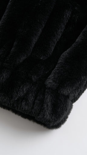 Giacca con cappuccio in peluche sintetica con zip e coulisse