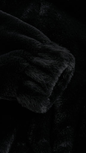 Giacca con cappuccio in peluche sintetica con zip e coulisse