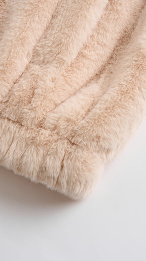 Giacca con cappuccio in peluche sintetica con zip e coulisse