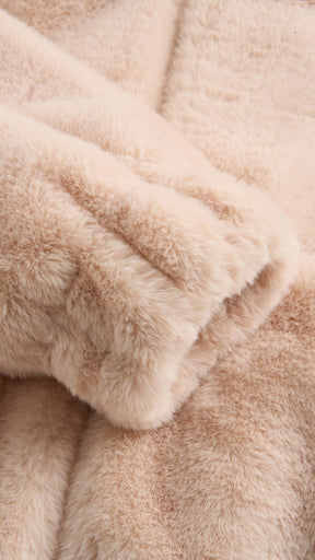 Giacca con cappuccio in peluche sintetica con zip e coulisse