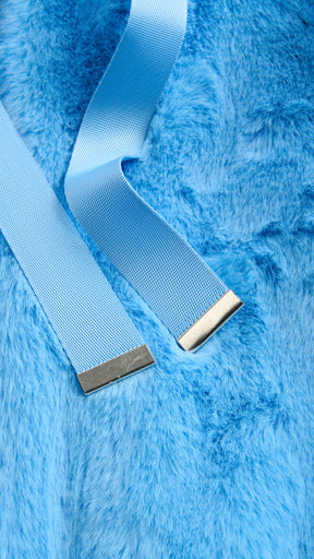 Giacca con cappuccio in peluche sintetica con zip e coulisse