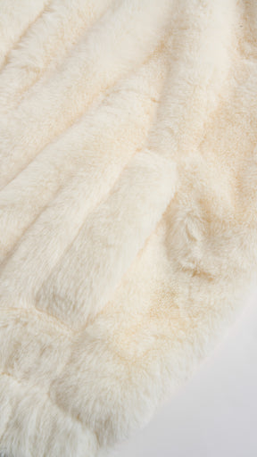 Giacca con cappuccio in peluche sintetica con zip e coulisse
