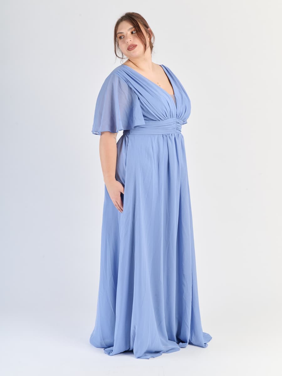Lungo abito plus size Lavanda, ideale per occasioni eleganti e cerimonie
