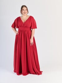 Lungo abito plus size Bordo, perfetto per eventi notturni e speciali