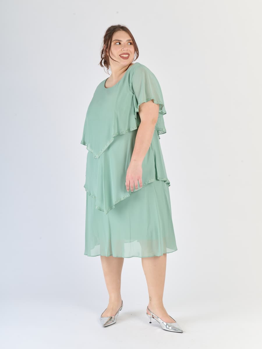 ccc, pannelli in chiffon e maniche corte fluide