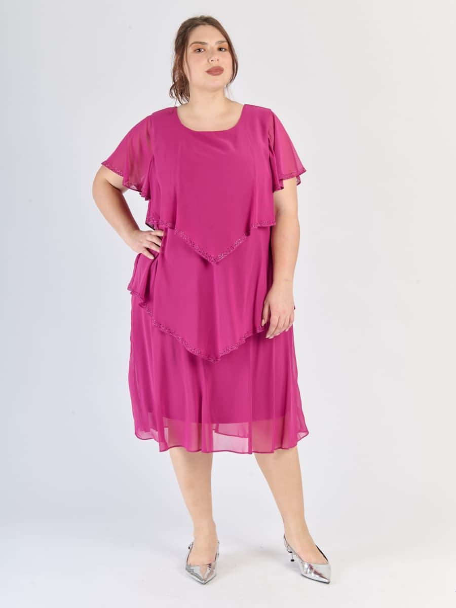 Maggiore abito ciliegio, chiffon leggero, tre livelli e colore intenso