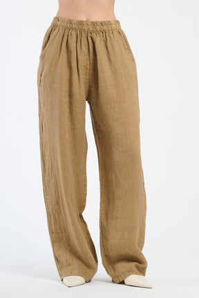 Pantaloni camello con coulisse, comfort e stile classico