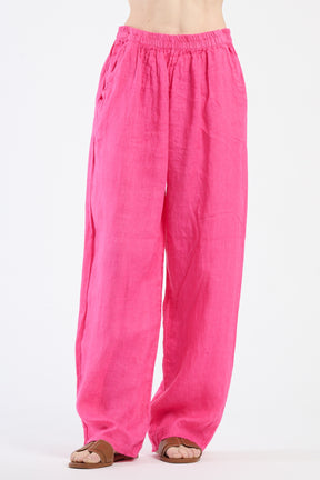 Pantaloni fuxia a gamba larga, vivace e dal forte impatto visivo