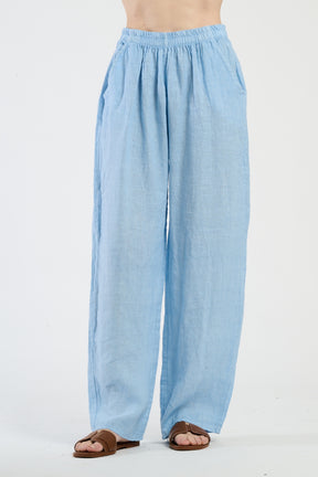 Pantaloni larghi in stile casual di colore azzuro, comodi e traspiranti