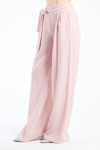 Pantaloni rosa in tessuto leggero con cordoncino, freschi e accattivanti.