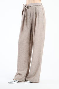 Pantaloni tabacco in tessuto caldo con cordoncino, ideali per le stagioni fresche.