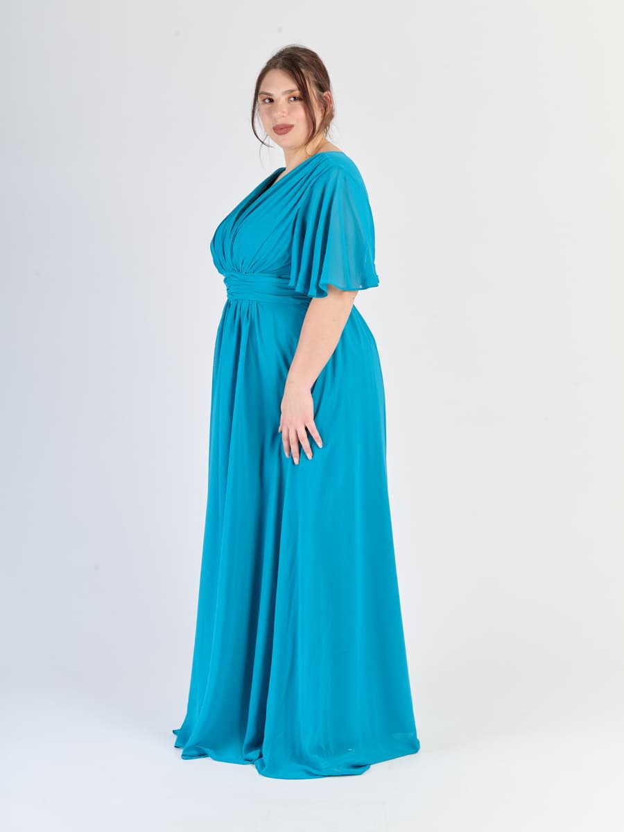 Verde acqua con fascia elastica al busto e gonna fluida