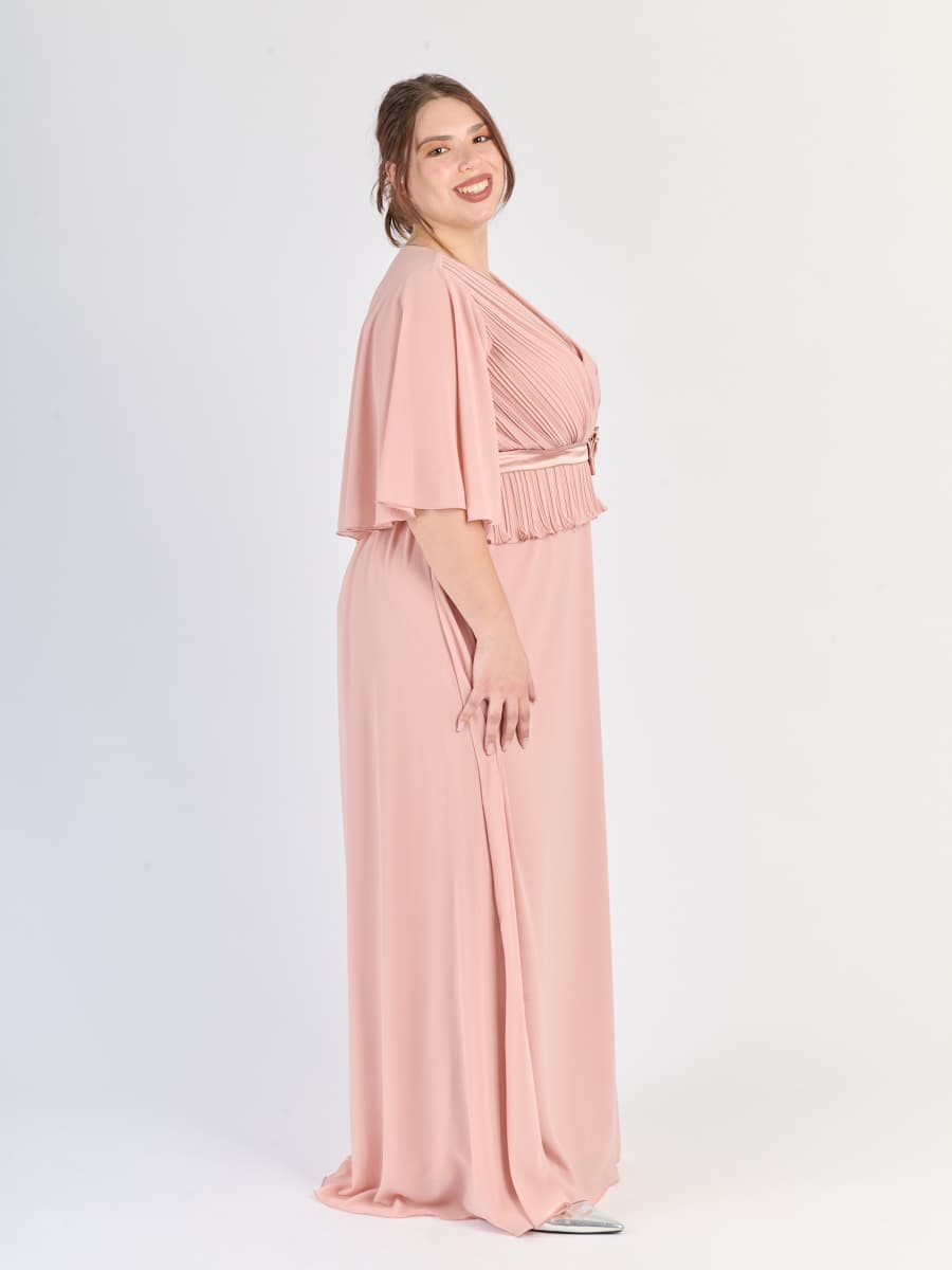 Vestito Rosa Antico con maniche a 3/4, flusso grazioso