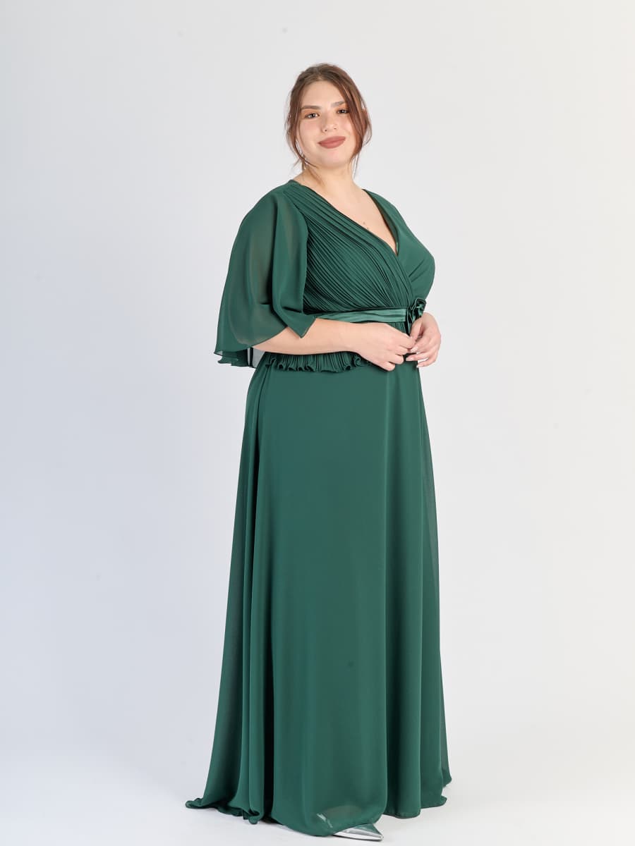 Vestito Verde.S con maniche a 3/4, flusso naturale