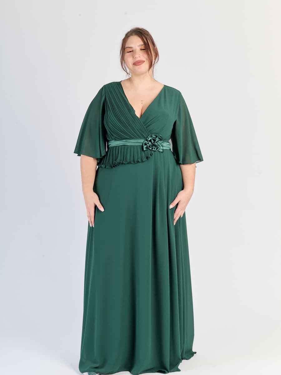 Vestito formale Verde.S, design fluido, stile rinfrescante