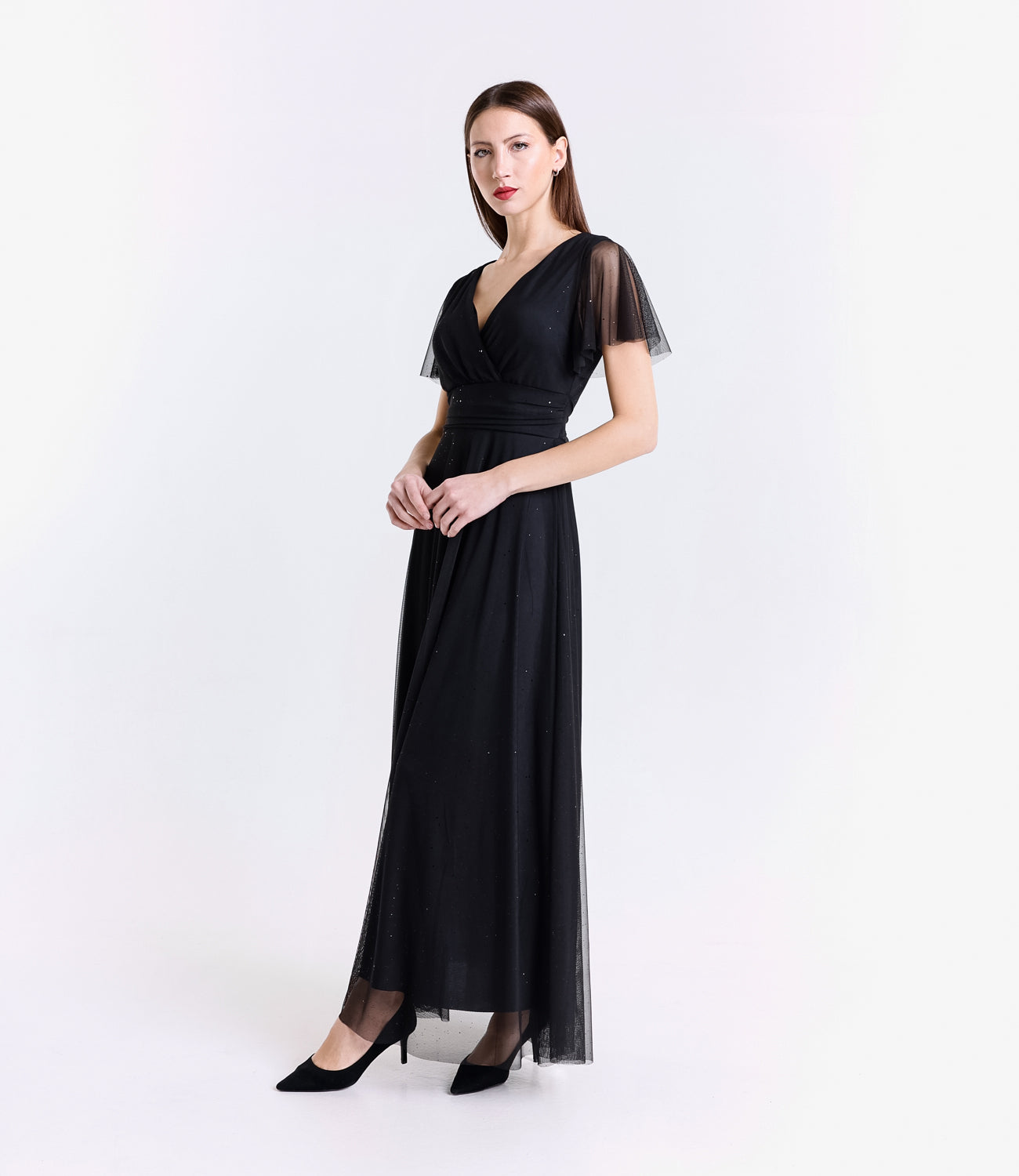 Vestito nero trasparente, perfetto per serate glamour