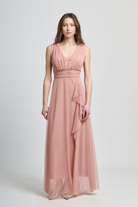 Vestito rosa antico trasparente, stile elegante e soffice