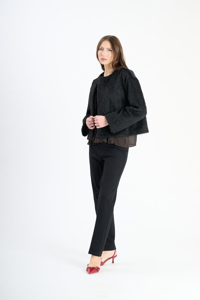 Giaccetta corta in pelliccia sintetica, stile casual e versatile