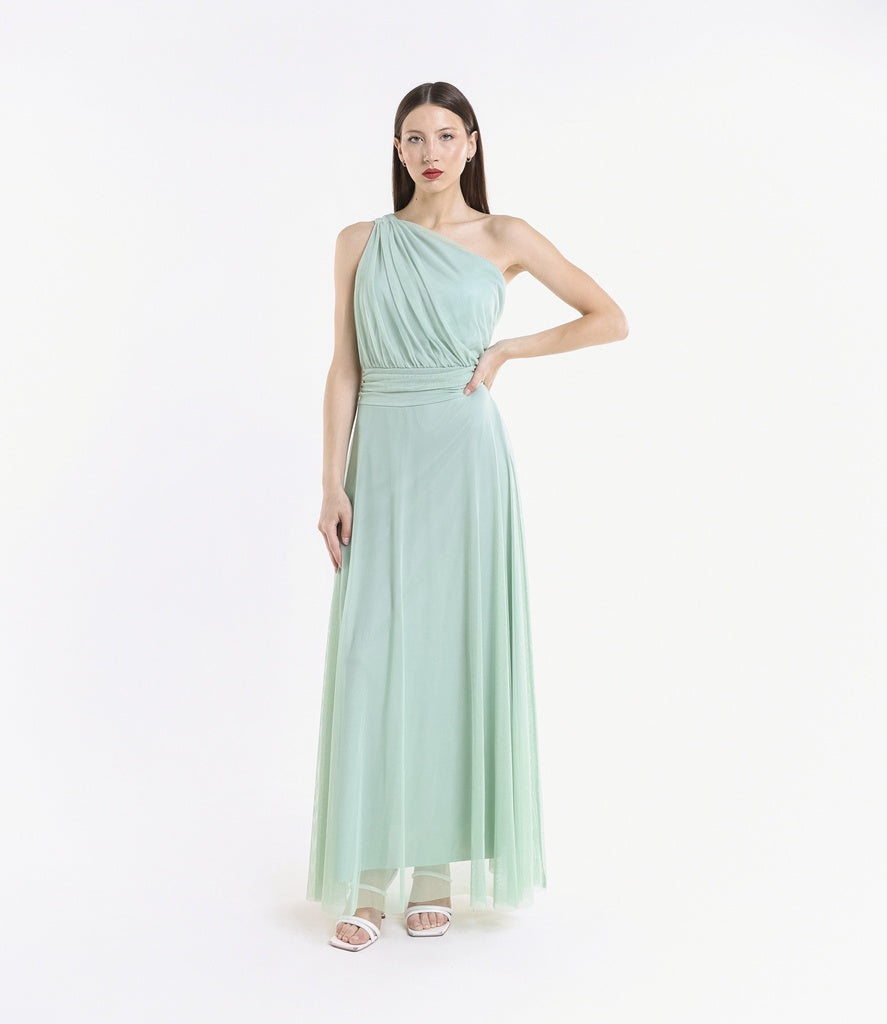 Abito lungo in tulle monospalla Lily
