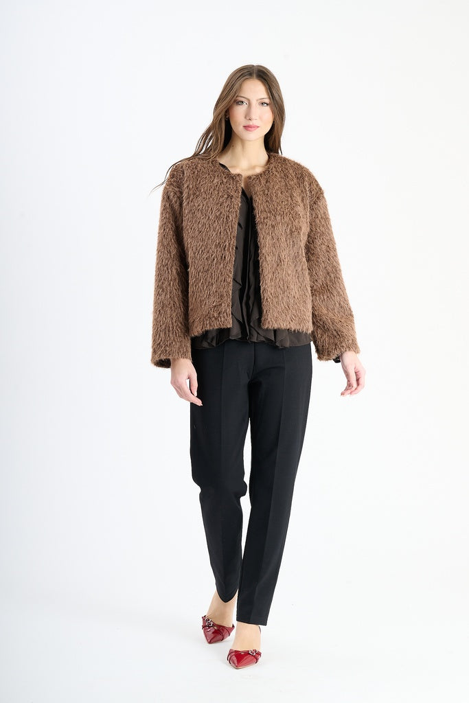 Giaccetta corta in pelliccia sintetica, stile casual e versatile