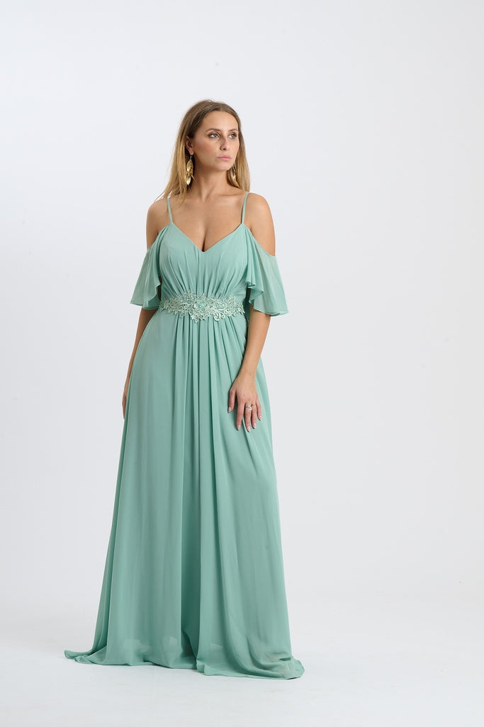 Abito Alessa con spalline e maniche svolazzanti