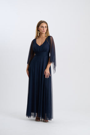 Abito Mirelia – Lungo in tulle con maniche a mantella