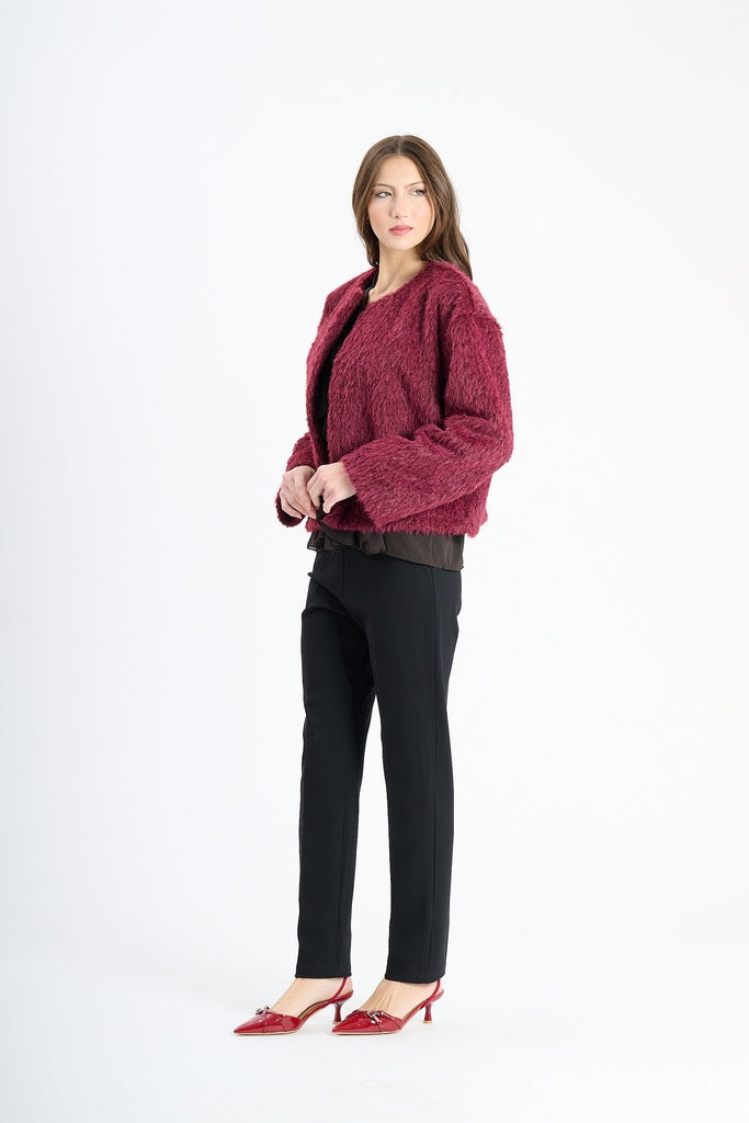 Giaccetta corta in pelliccia sintetica, stile casual e versatile
