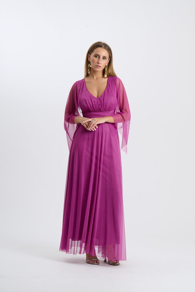 Abito Mirelia – Lungo in tulle con maniche a mantella