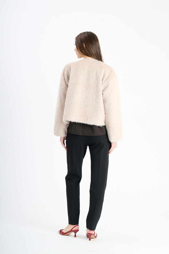 Giaccetta corta in pelliccia sintetica, stile casual e versatile