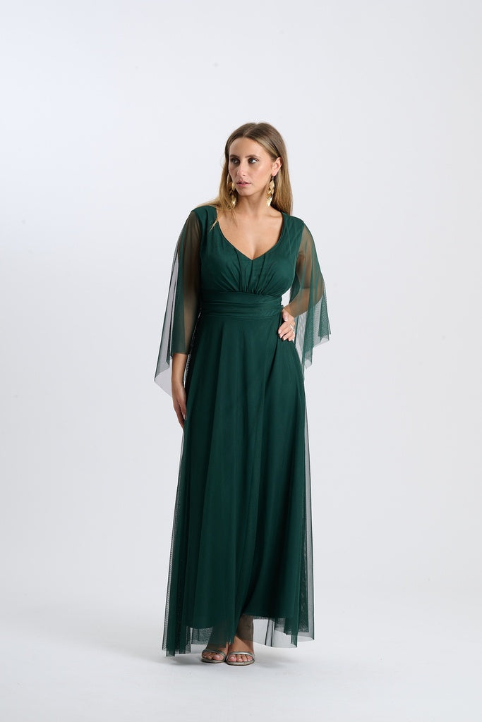 Abito Mirelia – Lungo in tulle con maniche a mantella