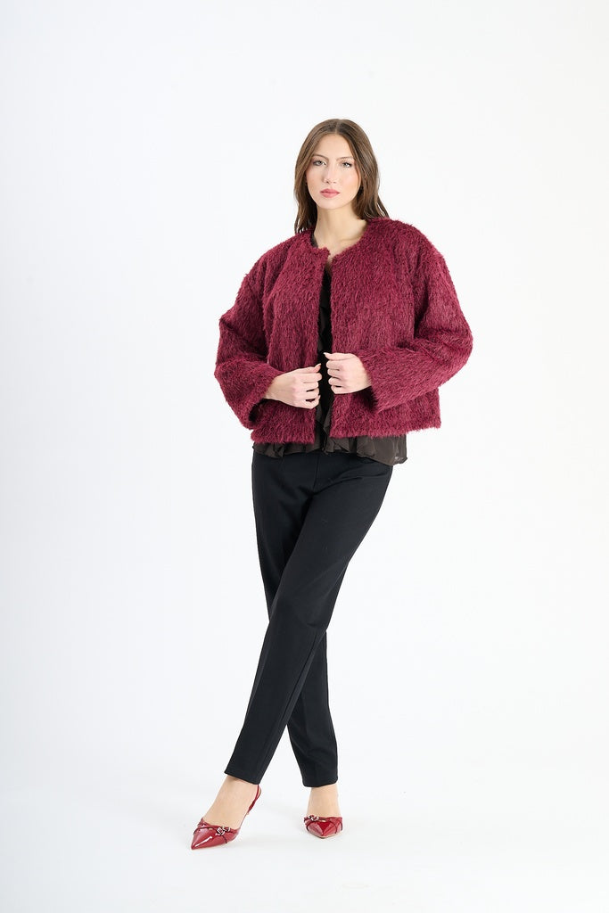 Giaccetta corta in pelliccia sintetica, stile casual e versatile