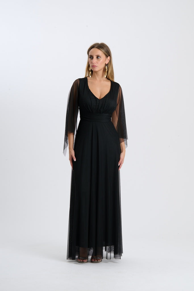 Abito Mirelia – Lungo in tulle con maniche a mantella