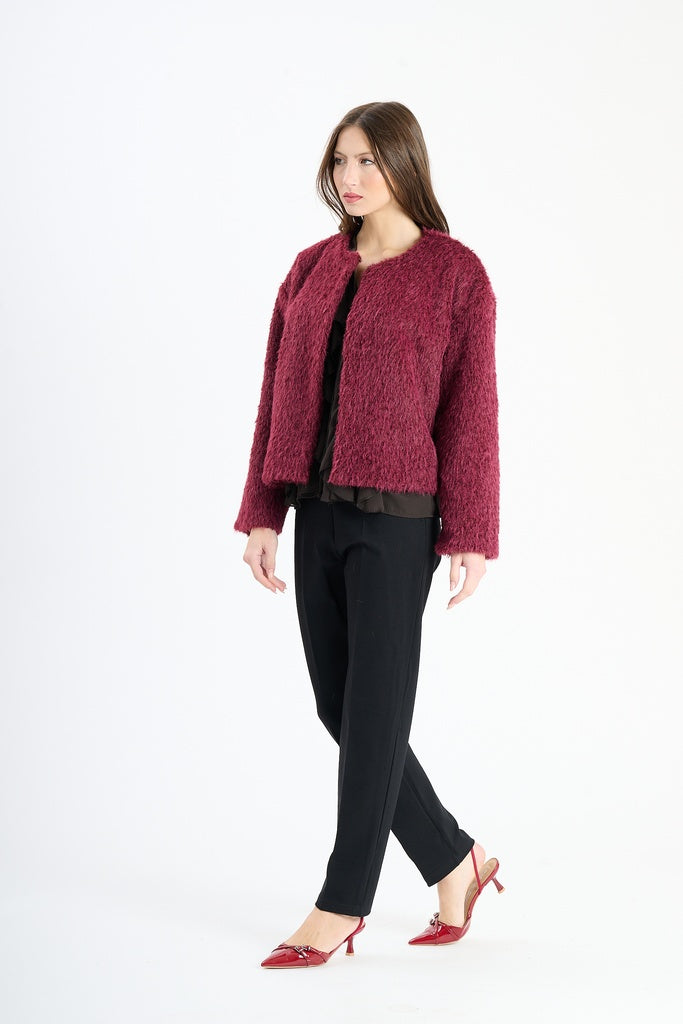 Giaccetta corta in pelliccia sintetica, stile casual e versatile