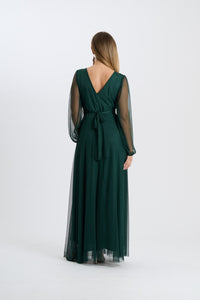 Abito Mirena – Lungo con scollo rotondo e maniche trasparenti