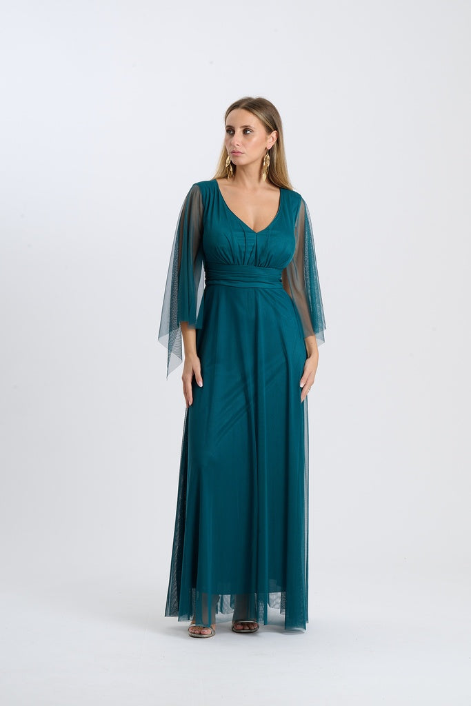 Abito Mirelia – Lungo in tulle con maniche a mantella