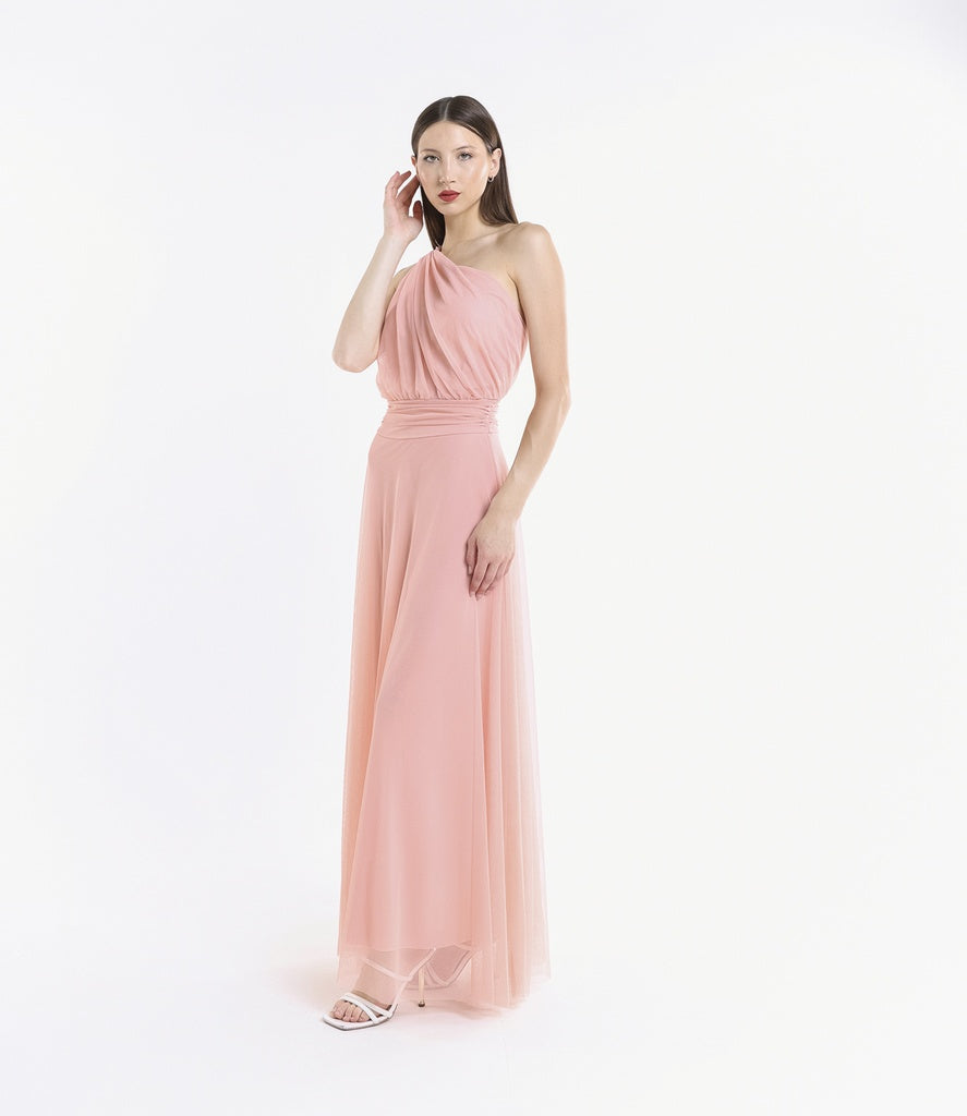 Lily One Shoulder Tulle Long Dress