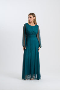 Abito Mirena – Lungo con scollo rotondo e maniche trasparenti