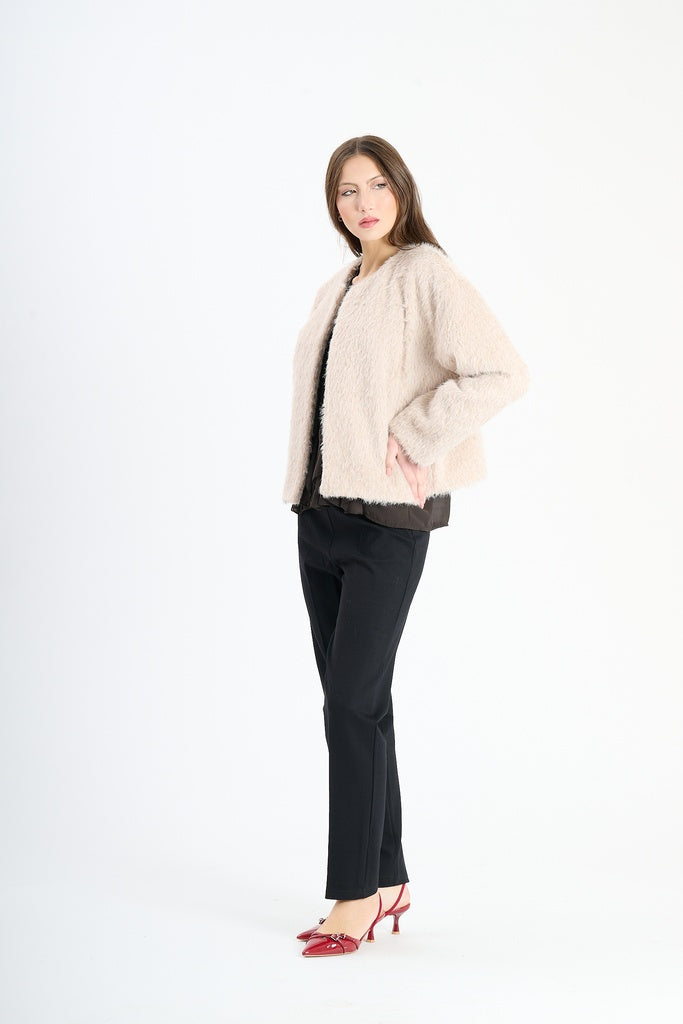 Giaccetta corta in pelliccia sintetica, stile casual e versatile