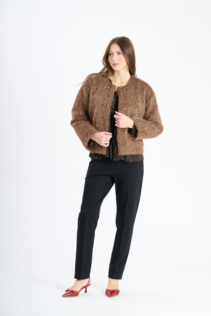 Giaccetta corta in pelliccia sintetica, stile casual e versatile