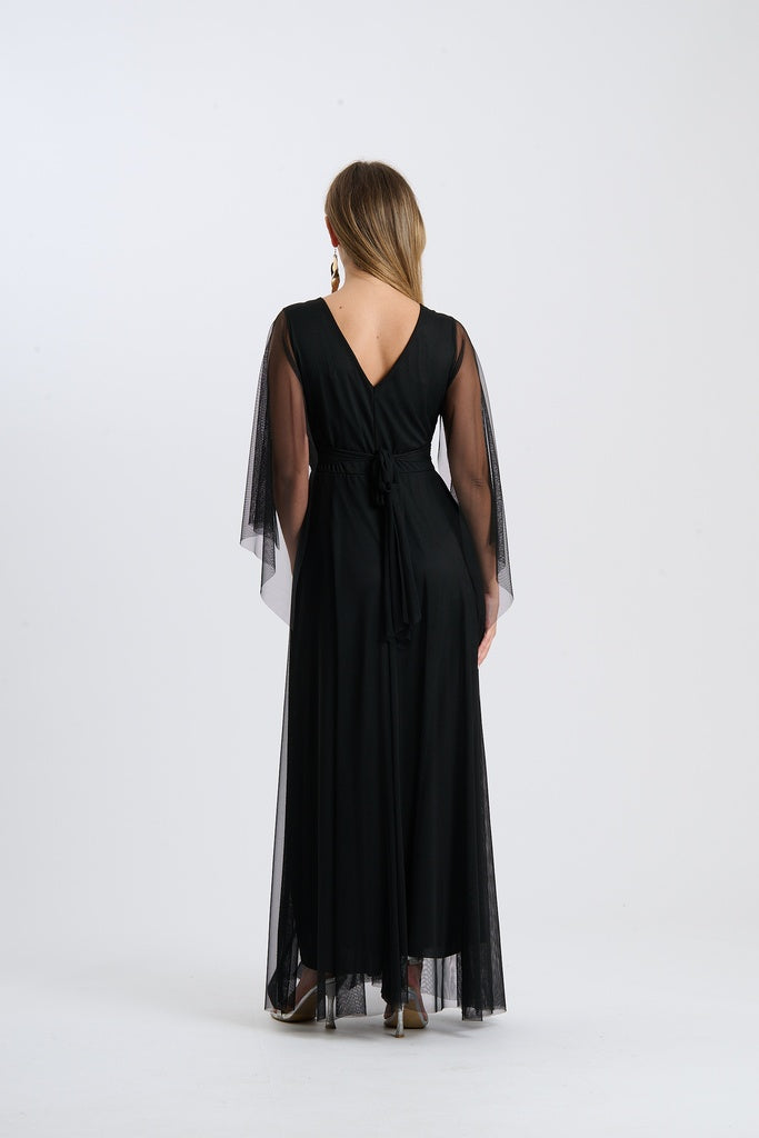 Abito Mirelia – Lungo in tulle con maniche a mantella