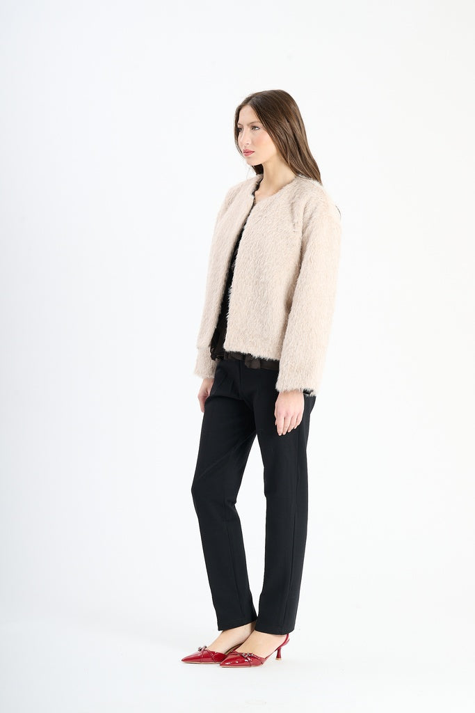 Giaccetta corta in pelliccia sintetica, stile casual e versatile