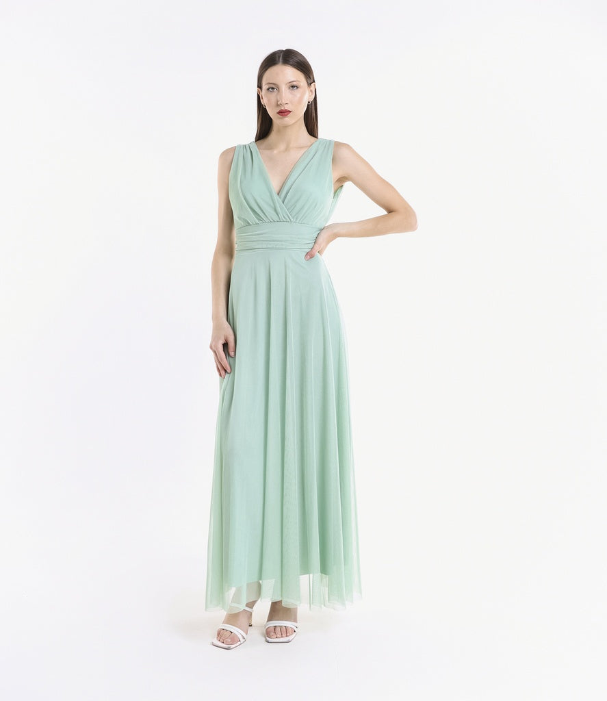 Abito da damigella in tulle con scollo a V Flavia