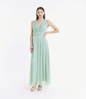 Abito da damigella in tulle con scollo a V Flavia