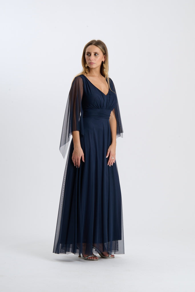 Abito Mirelia – Lungo in tulle con maniche a mantella