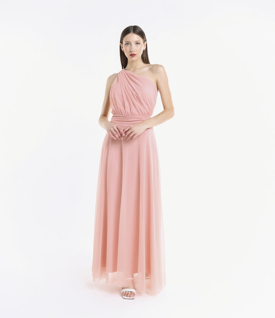Lily One Shoulder Tulle Long Dress