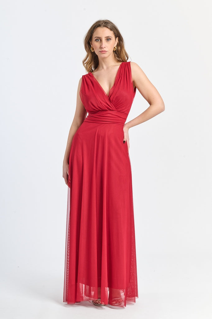 Abito da damigella in tulle con scollo a V Flavia