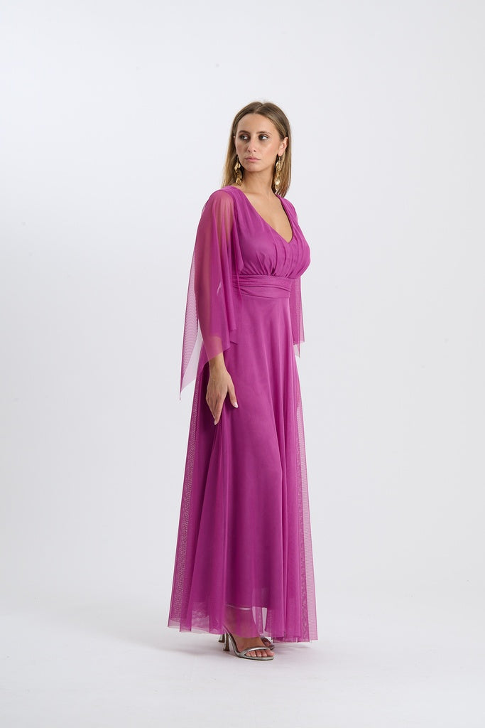 Abito Mirelia – Lungo in tulle con maniche a mantella
