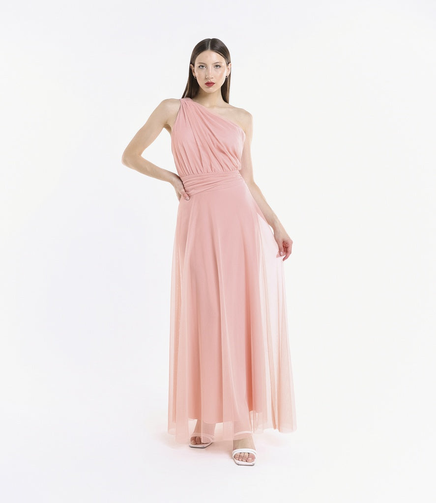 Lily One Shoulder Tulle Long Dress