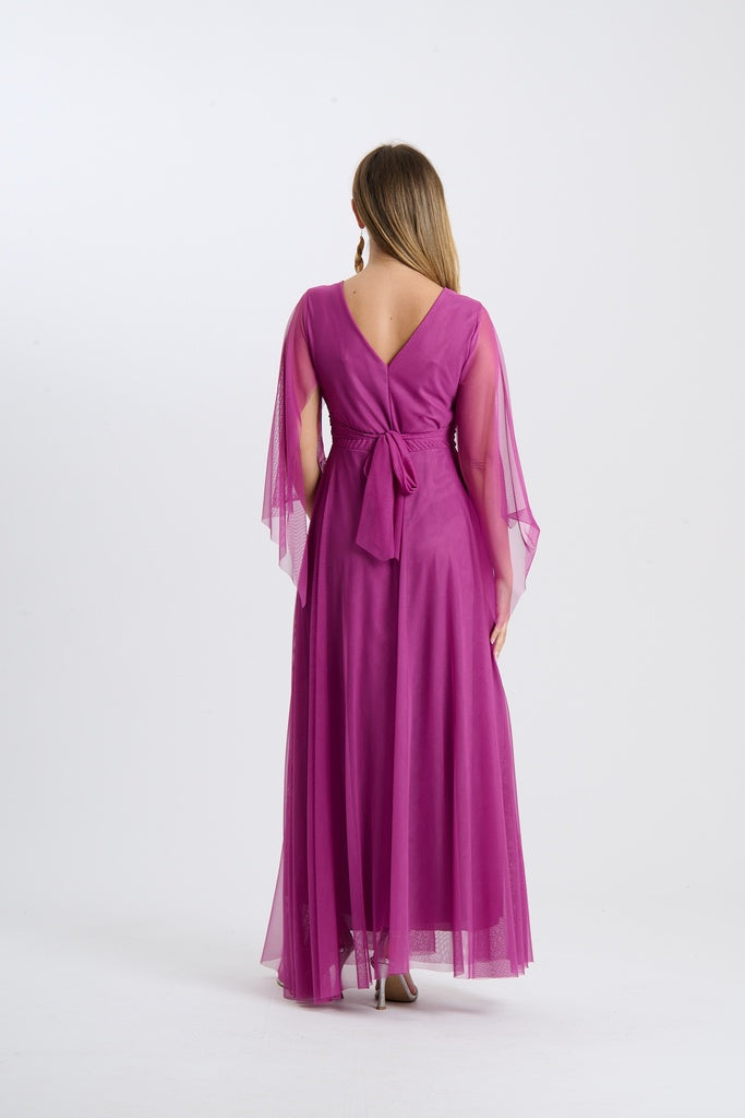 Abito Mirelia – Lungo in tulle con maniche a mantella
