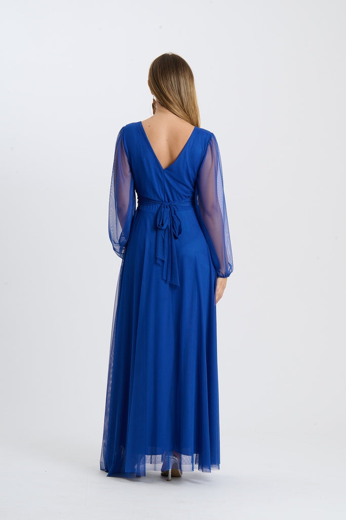 Abito Mirena – Lungo con scollo rotondo e maniche trasparenti